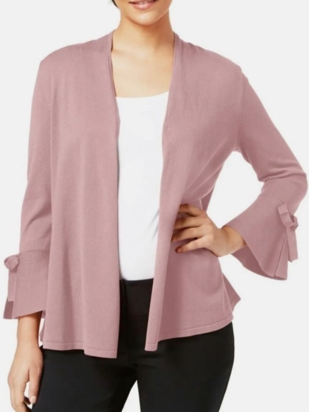 Alfani | open front cardigan with bows on sleeves size large